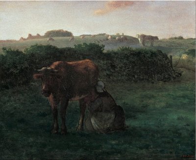 Woman Milking a Cow by Jean Francois Millet
